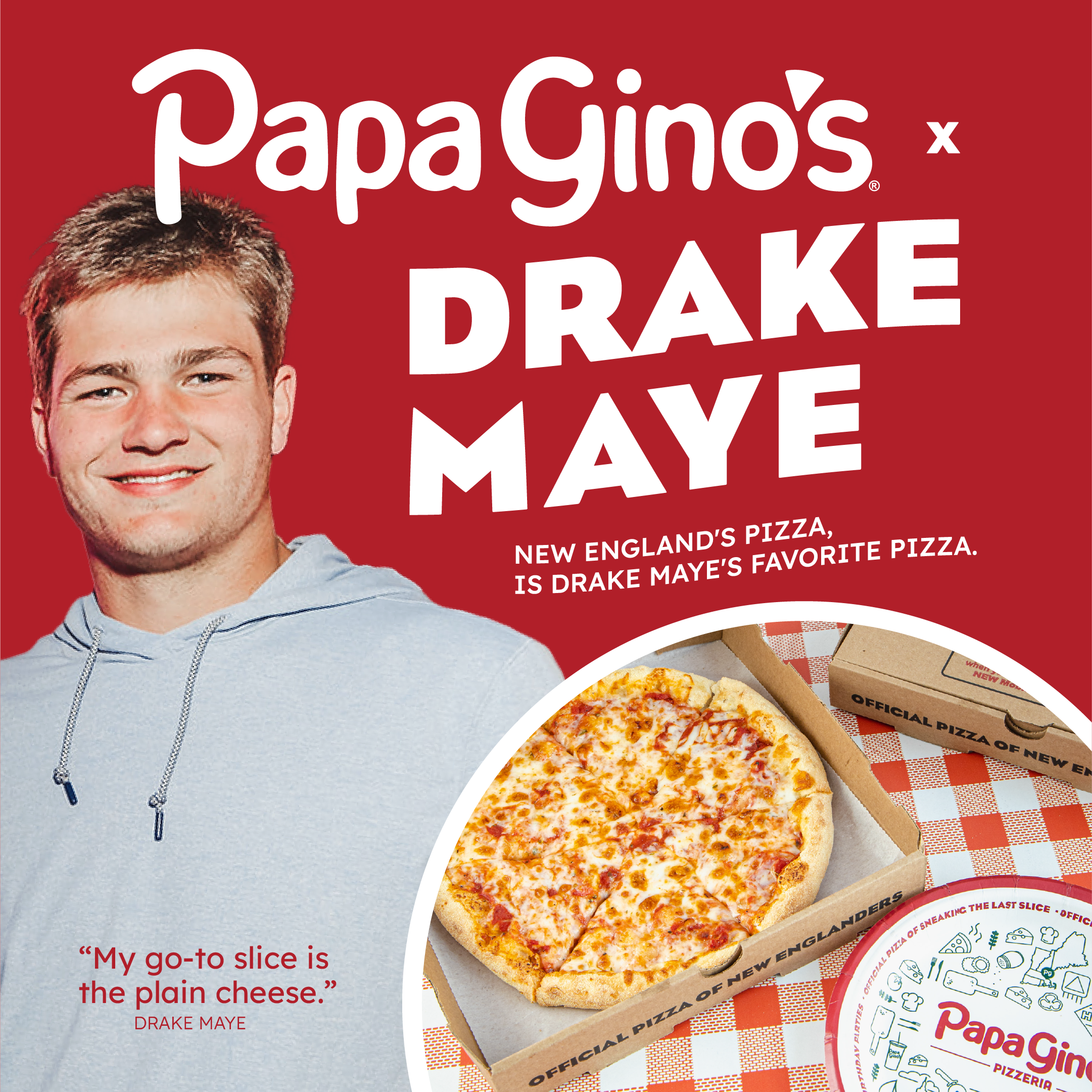 New England Patriots’ Drake Maye Kicks Off New Partnership with Papa Gino’s
