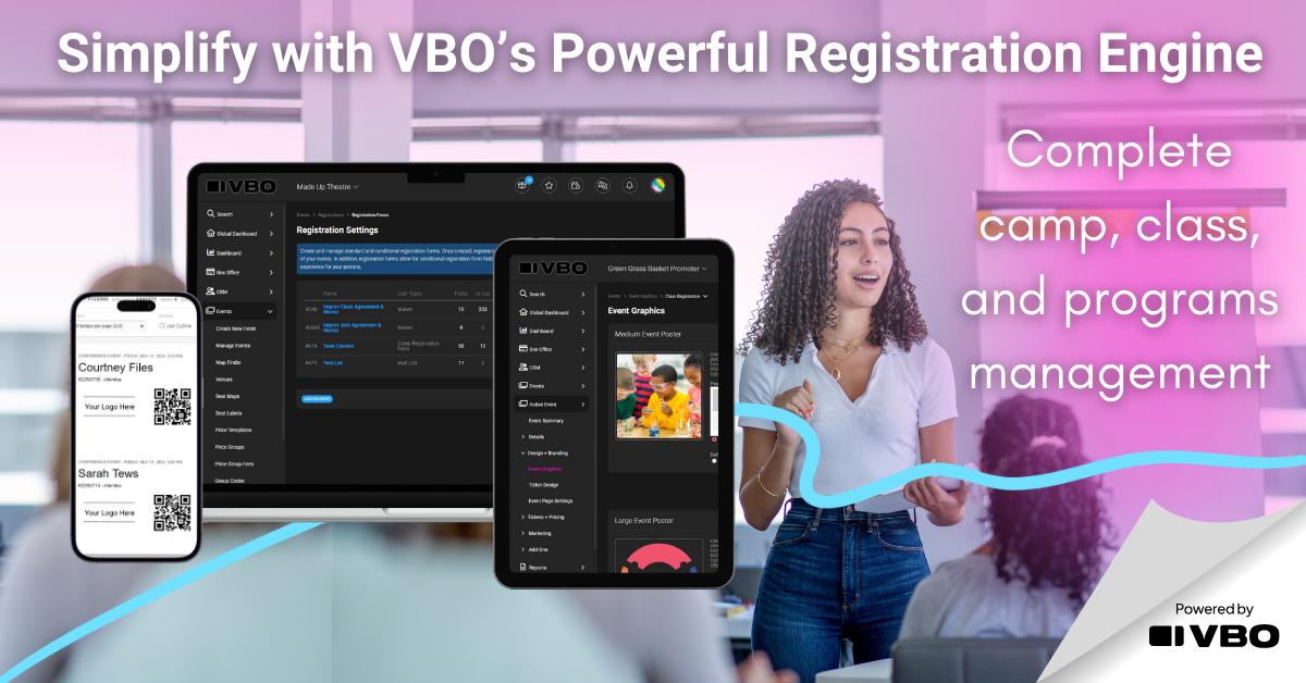 VBO Tickets Announces Registration Engine for Classes, Camps, and Community Programs
