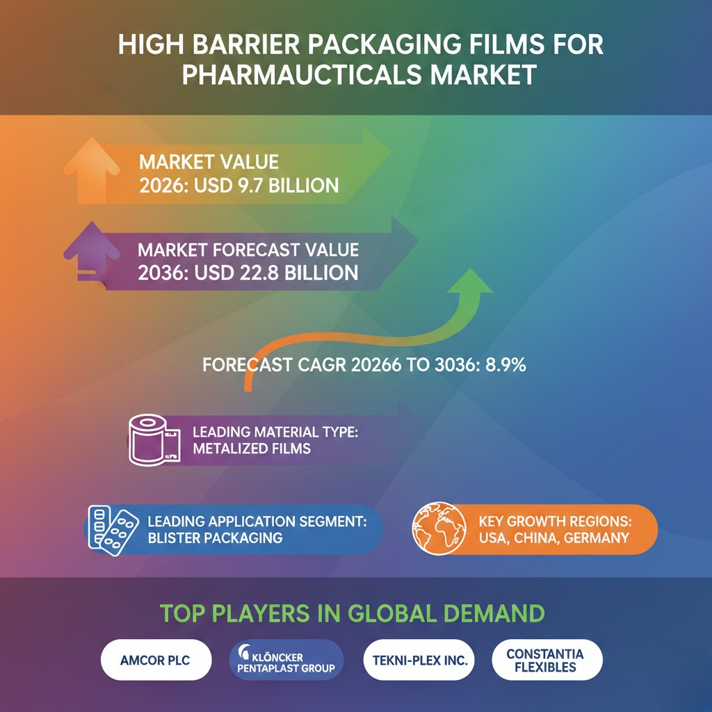 High Barrier Packaging Films for Pharmaceuticals Market is Anticipated to Reach USD 22.8 Billion by 2036 at 8.9% CAGR