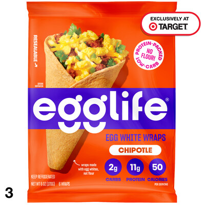Egglife Debuts Chipotle Egg White Wraps, Launching On-Shelf Exclusively at Target