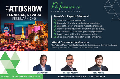 Performance Brokerage Services to Sponsor and Speak at the 2026 American Truck Dealers (ATD) Show in Las Vegas, Nevada
