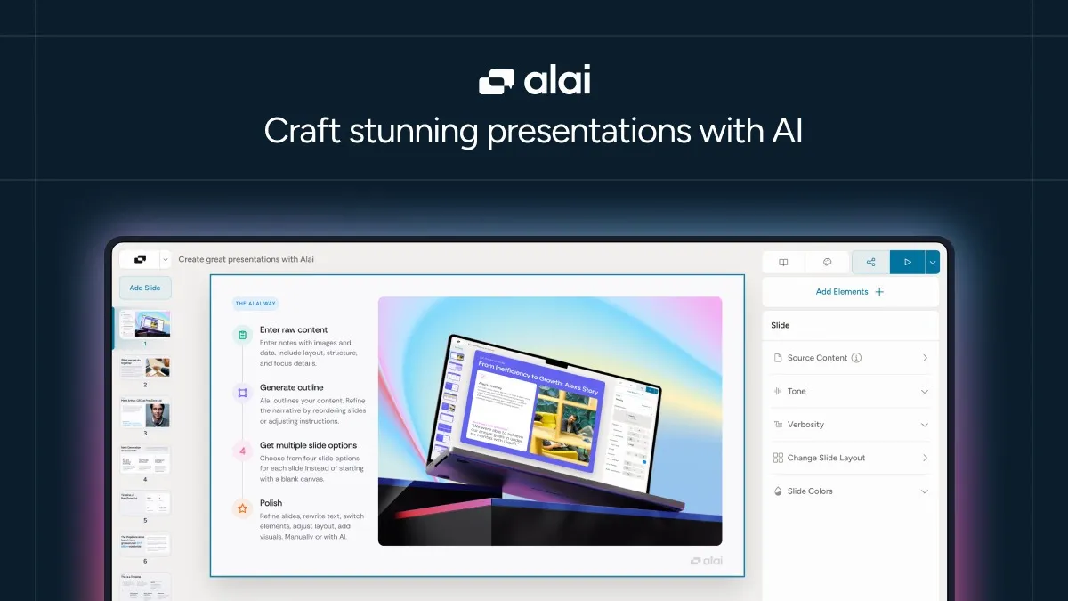 Alai Recently Introduced Its AI Presentation Maker Designed to Focus on Slide Quality and Iteration