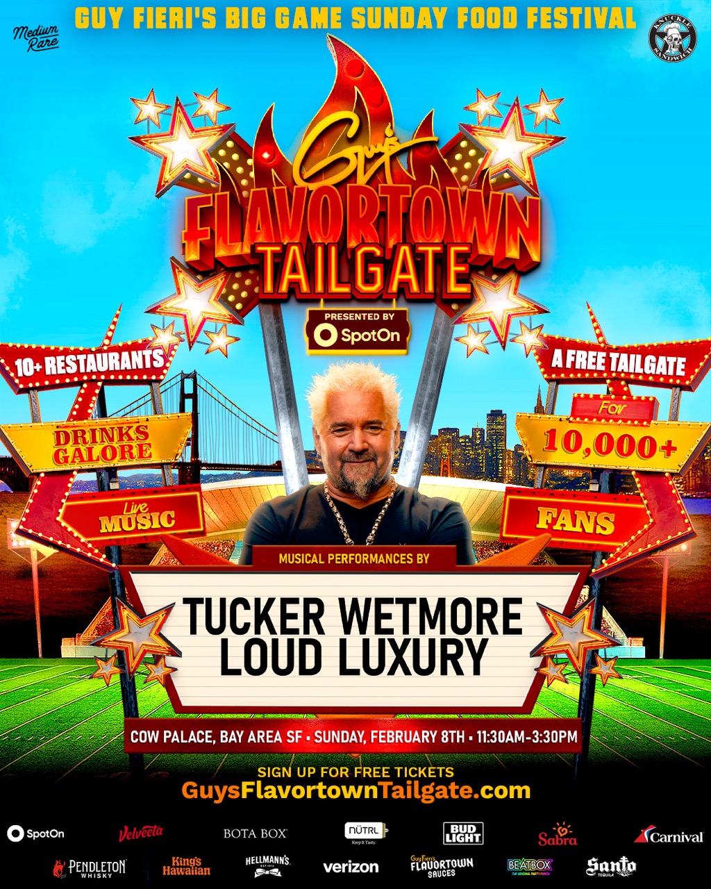 Guy Fieri Brings World’s Biggest Tailgate to Bay Area for Big Game Weekend: Guy’s Flavortown Tailgate Presented by SpotOn