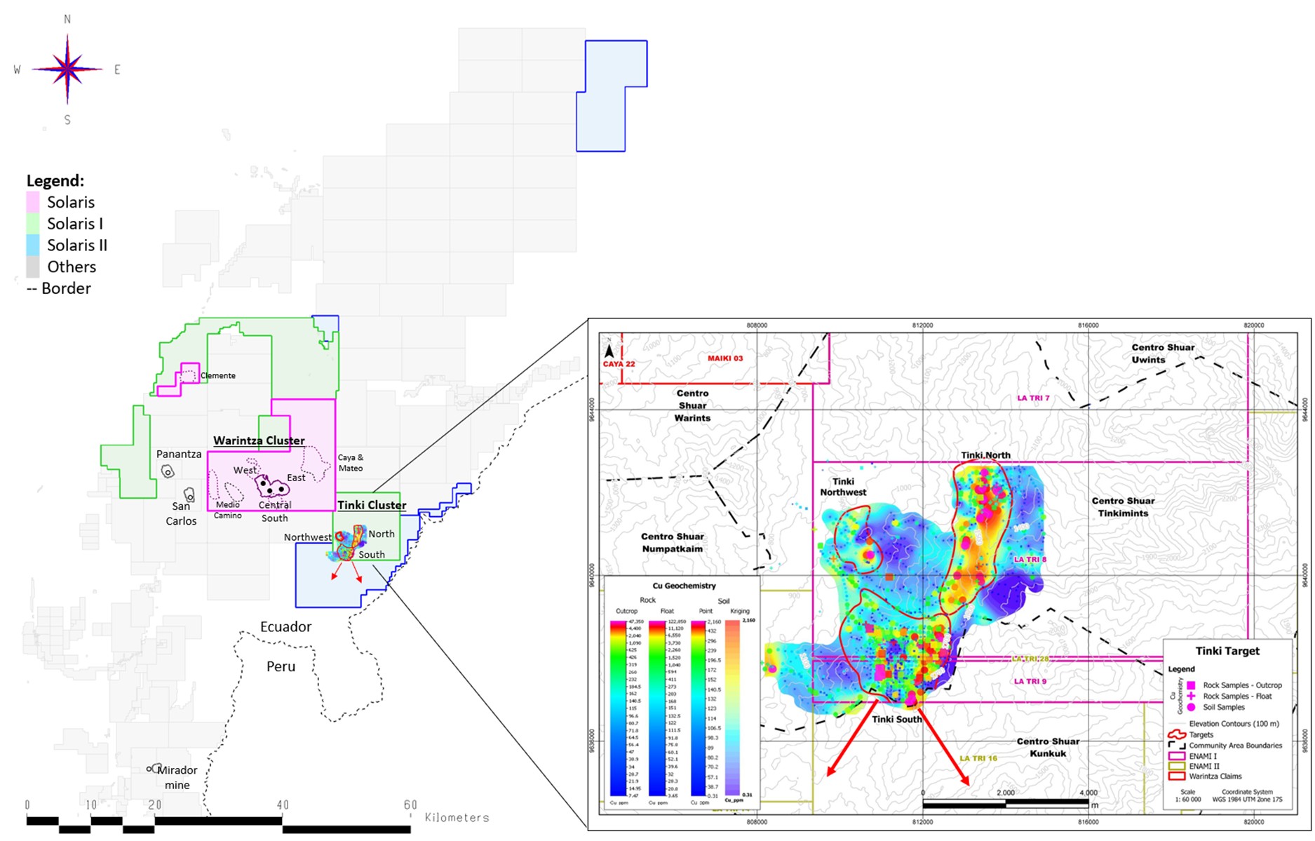 Solaris Announces Major Expansion of Warintza District, Reports New Anomalies with Sampling of Up to 8% Copper and Provides Project Update