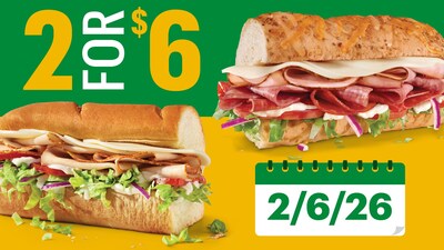 On 2/6/26, Get 2 6-Inch Subs for $6 as Subway® Celebrates the Only Date That Repeats
