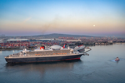 Cunard’s Flagship Queen Mary 2 Reunites with Her Legendary Namesake, The Queen Mary for the First Time in 20 Years